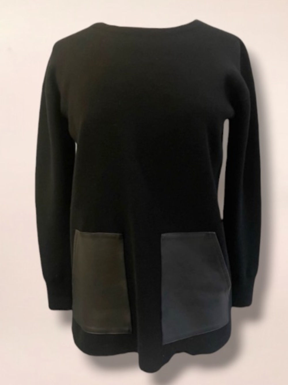 J. CREW WOOL LEATHER PATCH POCKET SWEATER SIZE XS